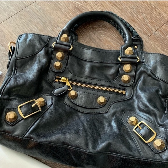 ✨⚡️HP⚡️✨Balenciaga Work Bag - Black and Gold Bag - Picture 2 of 7